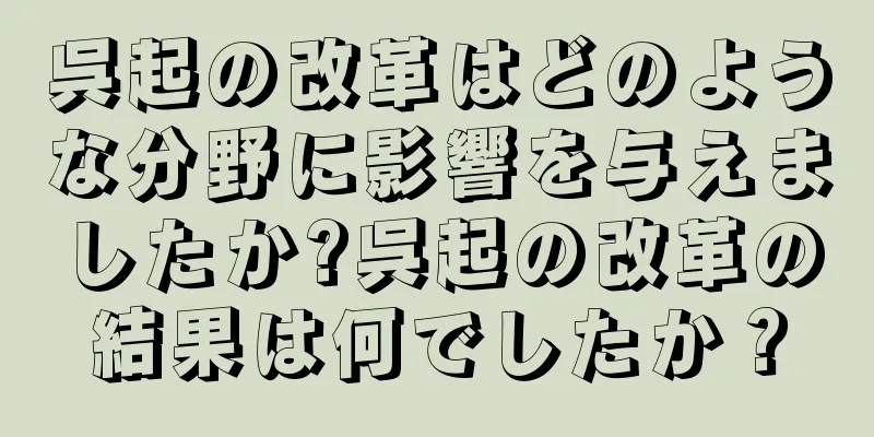 呉起の改革はどのような分野に影響を与えましたか?呉起の改革の結果は何でしたか？