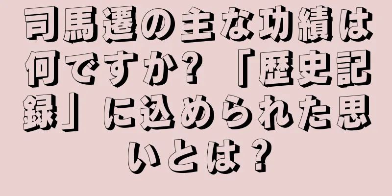 司馬遷の主な功績は何ですか? 「歴史記録」に込められた思いとは？