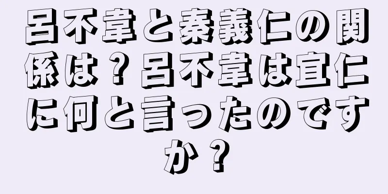 呂不韋と秦義仁の関係は？呂不韋は宜仁に何と言ったのですか？