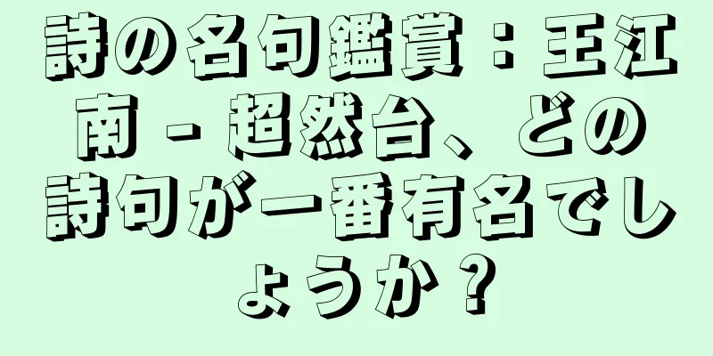 詩の名句鑑賞：王江南 - 超然台、どの詩句が一番有名でしょうか？