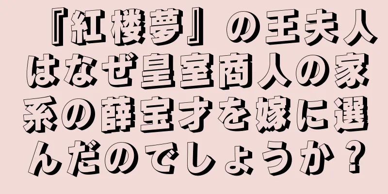『紅楼夢』の王夫人はなぜ皇室商人の家系の薛宝才を嫁に選んだのでしょうか？