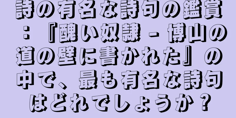 詩の有名な詩句の鑑賞：『醜い奴隷 - 博山の道の壁に書かれた』の中で、最も有名な詩句はどれでしょうか？