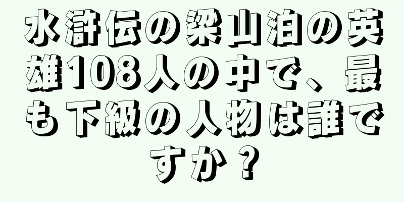 水滸伝の梁山泊の英雄108人の中で、最も下級の人物は誰ですか？