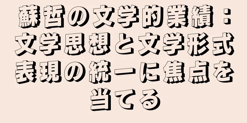 蘇哲の文学的業績：文学思想と文学形式表現の統一に焦点を当てる