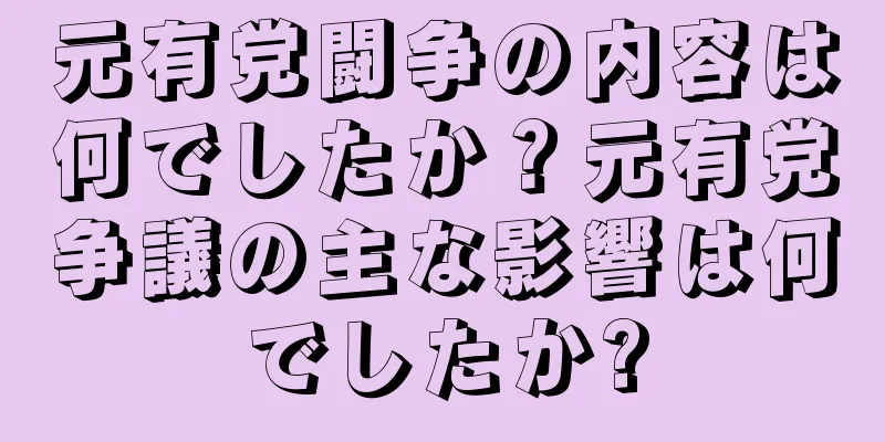 元有党闘争の内容は何でしたか？元有党争議の主な影響は何でしたか?