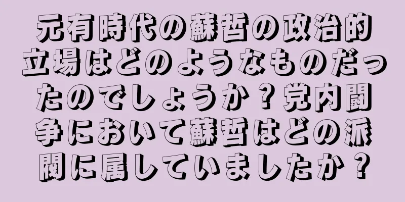 元有時代の蘇哲の政治的立場はどのようなものだったのでしょうか？党内闘争において蘇哲はどの派閥に属していましたか？