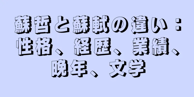 蘇哲と蘇軾の違い：性格、経歴、業績、晩年、文学