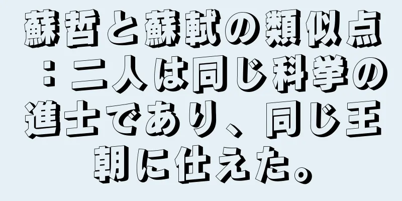 蘇哲と蘇軾の類似点：二人は同じ科挙の進士であり、同じ王朝に仕えた。