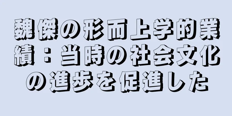魏傑の形而上学的業績：当時の社会文化の進歩を促進した