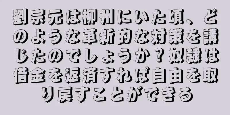 劉宗元は柳州にいた頃、どのような革新的な対策を講じたのでしょうか？奴隷は借金を返済すれば自由を取り戻すことができる