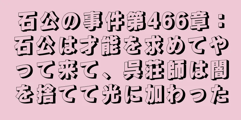 石公の事件第466章：石公は才能を求めてやって来て、呉荘師は闇を捨てて光に加わった