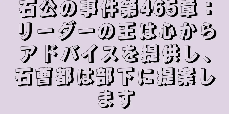 石公の事件第465章：リーダーの王は心からアドバイスを提供し、石曹都は部下に提案します