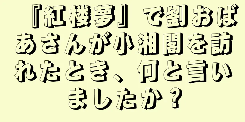 『紅楼夢』で劉おばあさんが小湘閣を訪れたとき、何と言いましたか？