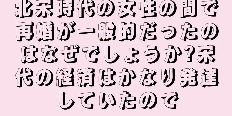北宋時代の女性の間で再婚が一般的だったのはなぜでしょうか?宋代の経済はかなり発達していたので