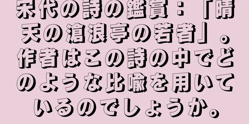宋代の詩の鑑賞：「晴天の滄浪亭の若者」。作者はこの詩の中でどのような比喩を用いているのでしょうか。