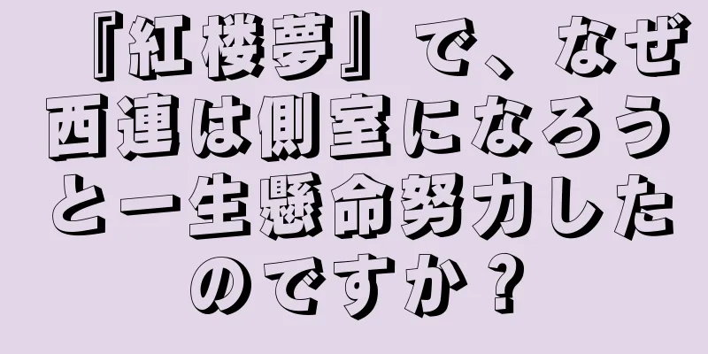 『紅楼夢』で、なぜ西連は側室になろうと一生懸命努力したのですか？