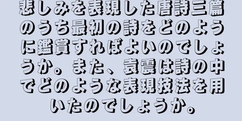 悲しみを表現した唐詩三篇のうち最初の詩をどのように鑑賞すればよいのでしょうか。また、袁震は詩の中でどのような表現技法を用いたのでしょうか。