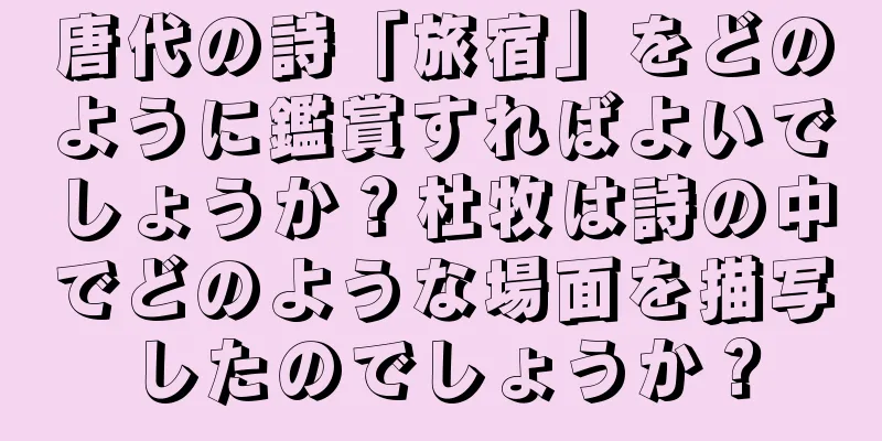 唐代の詩「旅宿」をどのように鑑賞すればよいでしょうか？杜牧は詩の中でどのような場面を描写したのでしょうか？