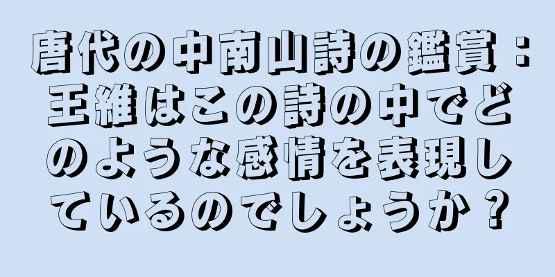 唐代の中南山詩の鑑賞：王維はこの詩の中でどのような感情を表現しているのでしょうか？