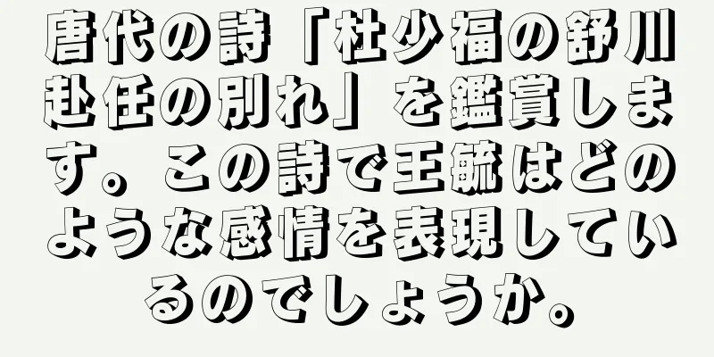 唐代の詩「杜少福の舒川赴任の別れ」を鑑賞します。この詩で王毓はどのような感情を表現しているのでしょうか。