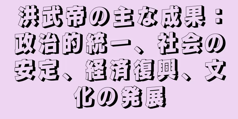 洪武帝の主な成果：政治的統一、社会の安定、経済復興、文化の発展
