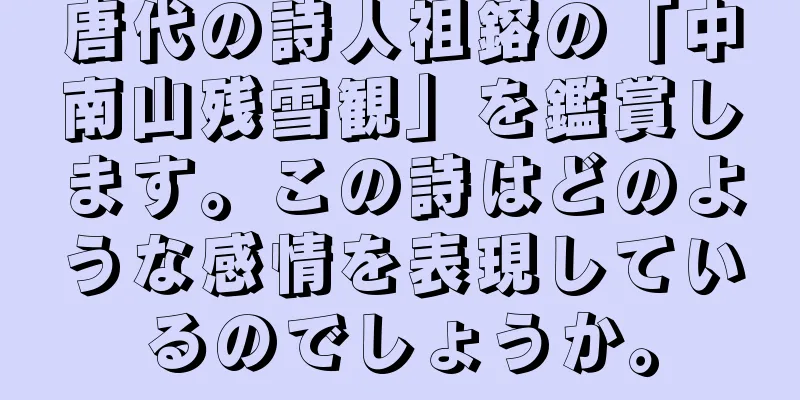 唐代の詩人祖鎔の「中南山残雪観」を鑑賞します。この詩はどのような感情を表現しているのでしょうか。