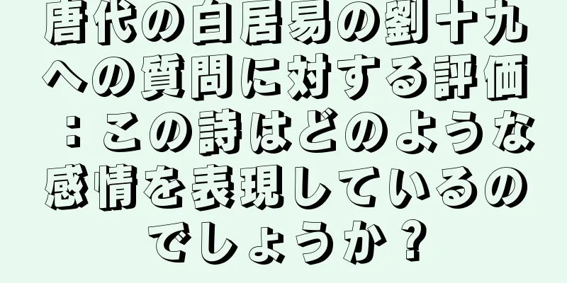 唐代の白居易の劉十九への質問に対する評価：この詩はどのような感情を表現しているのでしょうか？
