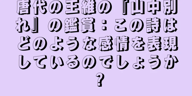 唐代の王維の『山中別れ』の鑑賞：この詩はどのような感情を表現しているのでしょうか？