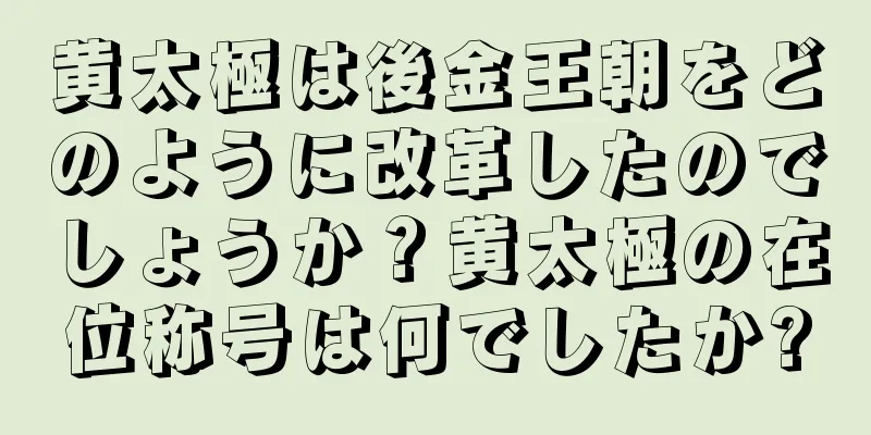 黄太極は後金王朝をどのように改革したのでしょうか？黄太極の在位称号は何でしたか?