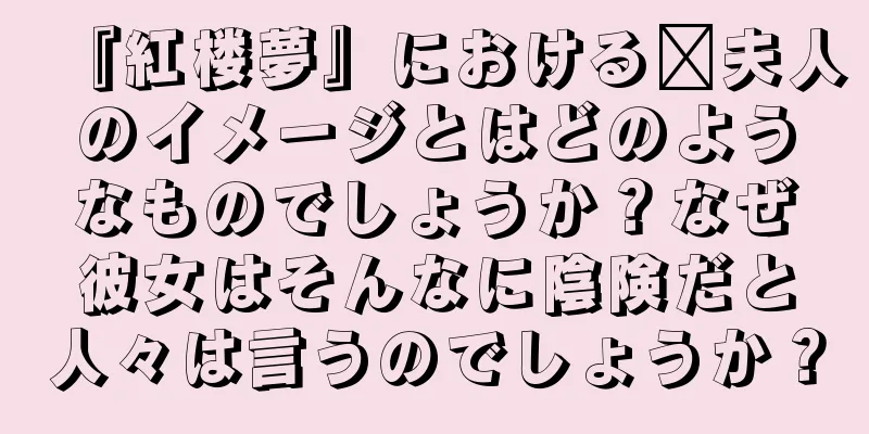 『紅楼夢』における邢夫人のイメージとはどのようなものでしょうか？なぜ彼女はそんなに陰険だと人々は言うのでしょうか？