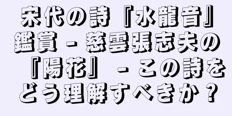 宋代の詩『水龍音』鑑賞 - 慈雲張志夫の『陽花』 - この詩をどう理解すべきか？