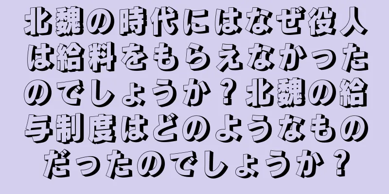 北魏の時代にはなぜ役人は給料をもらえなかったのでしょうか？北魏の給与制度はどのようなものだったのでしょうか？