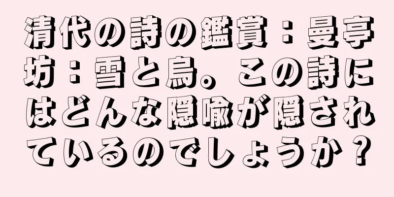 清代の詩の鑑賞：曼亭坊：雪と烏。この詩にはどんな隠喩が隠されているのでしょうか？