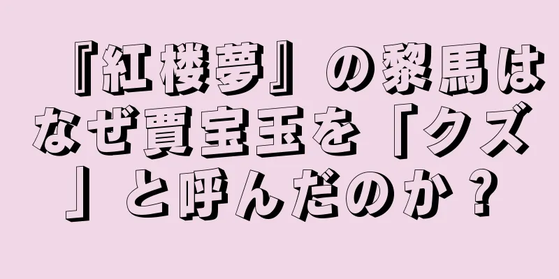 『紅楼夢』の黎馬はなぜ賈宝玉を「クズ」と呼んだのか？
