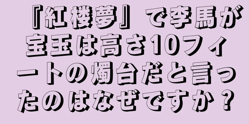 『紅楼夢』で李馬が宝玉は高さ10フィートの燭台だと言ったのはなぜですか？