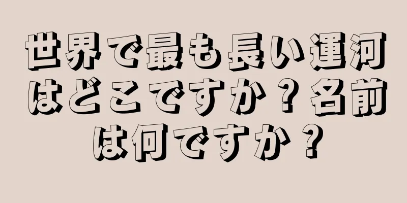 世界で最も長い運河はどこですか？名前は何ですか？