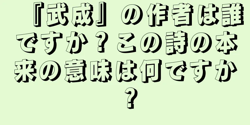 『武成』の作者は誰ですか？この詩の本来の意味は何ですか？