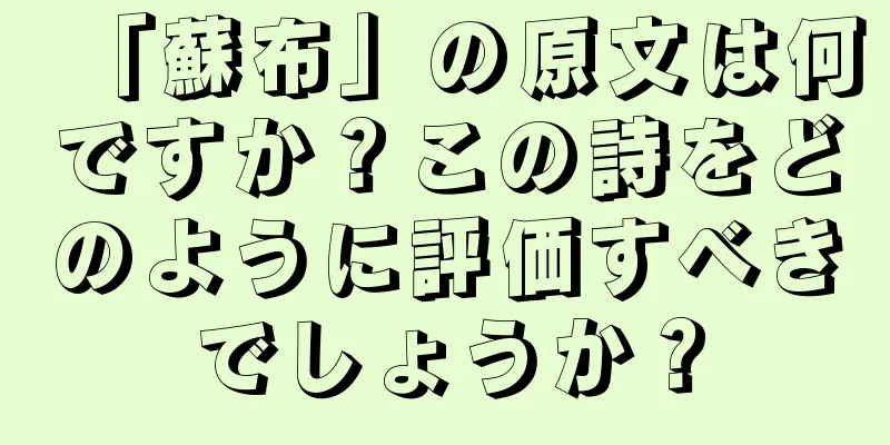 「蘇布」の原文は何ですか？この詩をどのように評価すべきでしょうか？