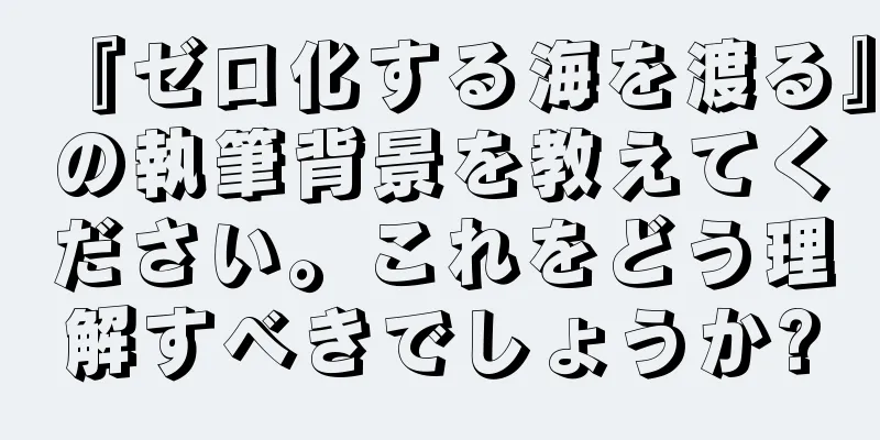 『ゼロ化する海を渡る』の執筆背景を教えてください。これをどう理解すべきでしょうか?