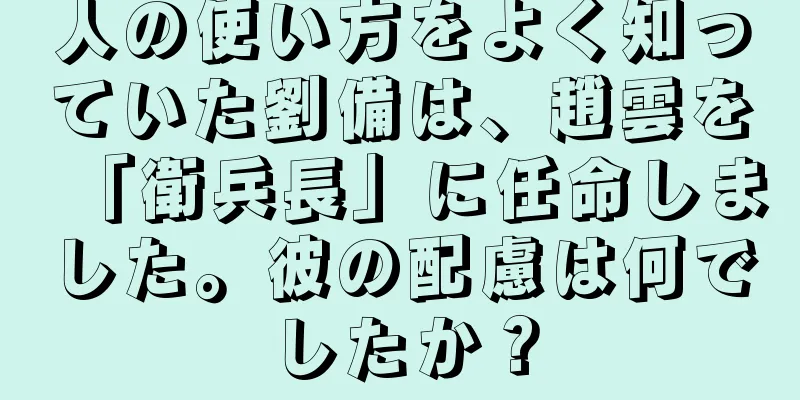 人の使い方をよく知っていた劉備は、趙雲を「衛兵長」に任命しました。彼の配慮は何でしたか？