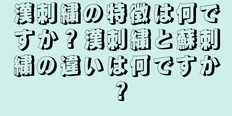 漢刺繍の特徴は何ですか？漢刺繍と蘇刺繍の違いは何ですか？