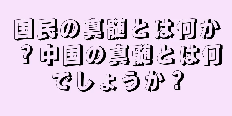 国民の真髄とは何か？中国の真髄とは何でしょうか？