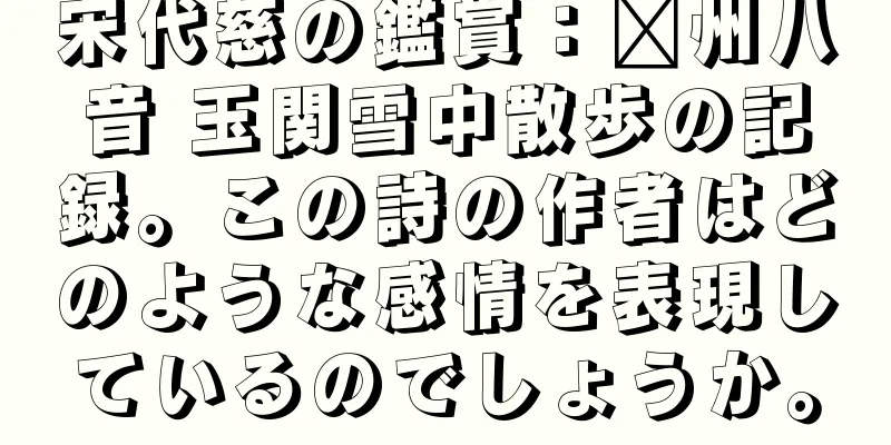 宋代慈の鑑賞：贛州八音 玉関雪中散歩の記録。この詩の作者はどのような感情を表現しているのでしょうか。