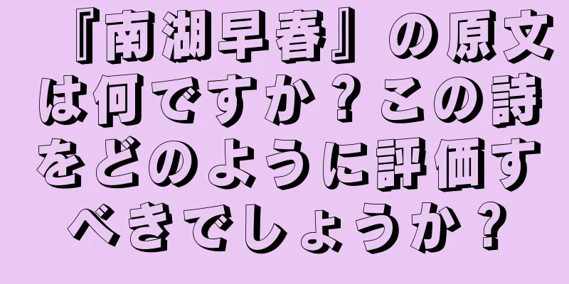 『南湖早春』の原文は何ですか？この詩をどのように評価すべきでしょうか？