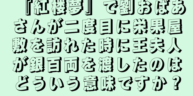 『紅楼夢』で劉おばあさんが二度目に栄果屋敷を訪れた時に王夫人が銀百両を渡したのはどういう意味ですか？