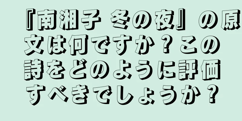 『南湘子 冬の夜』の原文は何ですか？この詩をどのように評価すべきでしょうか？