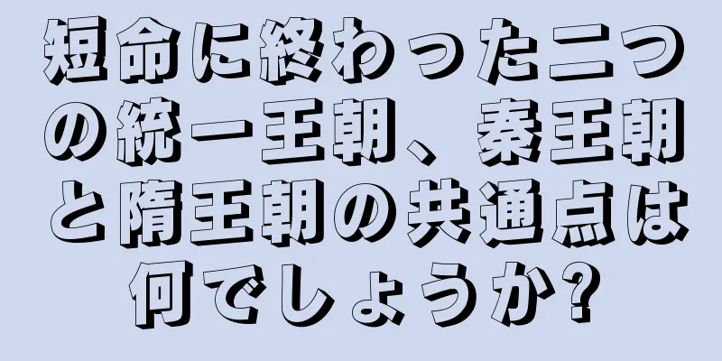 短命に終わった二つの統一王朝、秦王朝と隋王朝の共通点は何でしょうか?