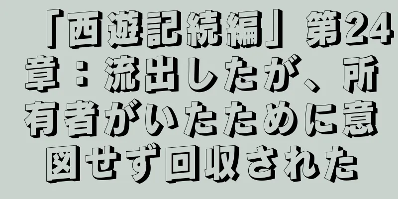 「西遊記続編」第24章：流出したが、所有者がいたために意図せず回収された