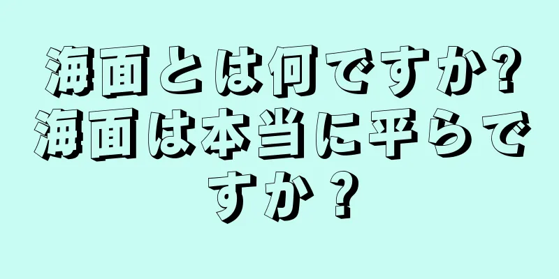 海面とは何ですか?海面は本当に平らですか？
