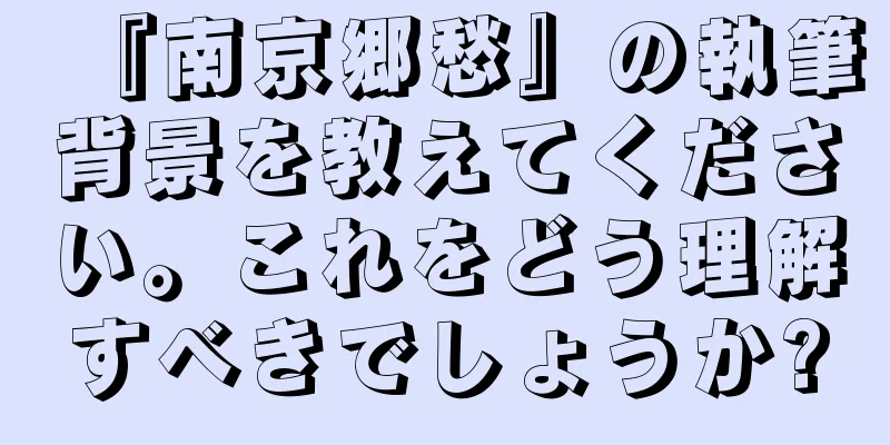 『南京郷愁』の執筆背景を教えてください。これをどう理解すべきでしょうか?